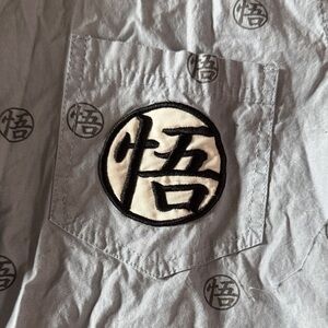 Light blue Dragonball Z  button up Shirt with Black  Embroider.
